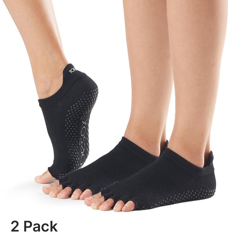Toesox جوارب توسوكس منخفضة الارتفاع بنصف أصابع، عبوة متعددة - جوارب بيلاتس غير قابلة للانزلاق للنساء والرجال، بار و يوغا - Image 2